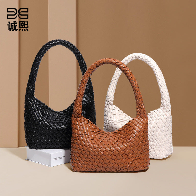 潮流复古小众腋下包时尚休闲百搭手工编织包软皮大容量手提子母包