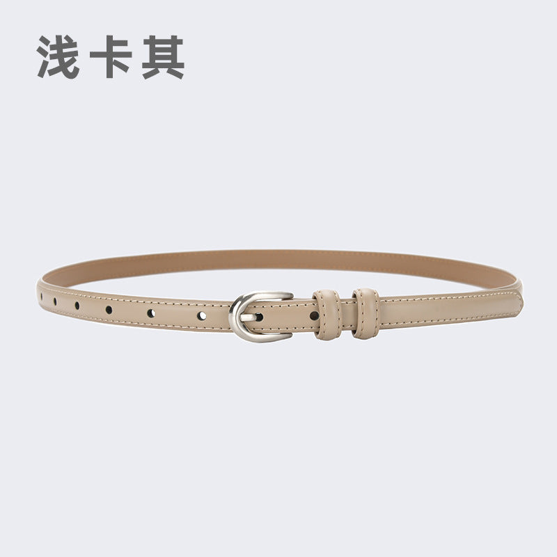 皮带女士时尚百搭装饰西装牛皮细腰带真皮夏季ins风黑色牛仔裤带