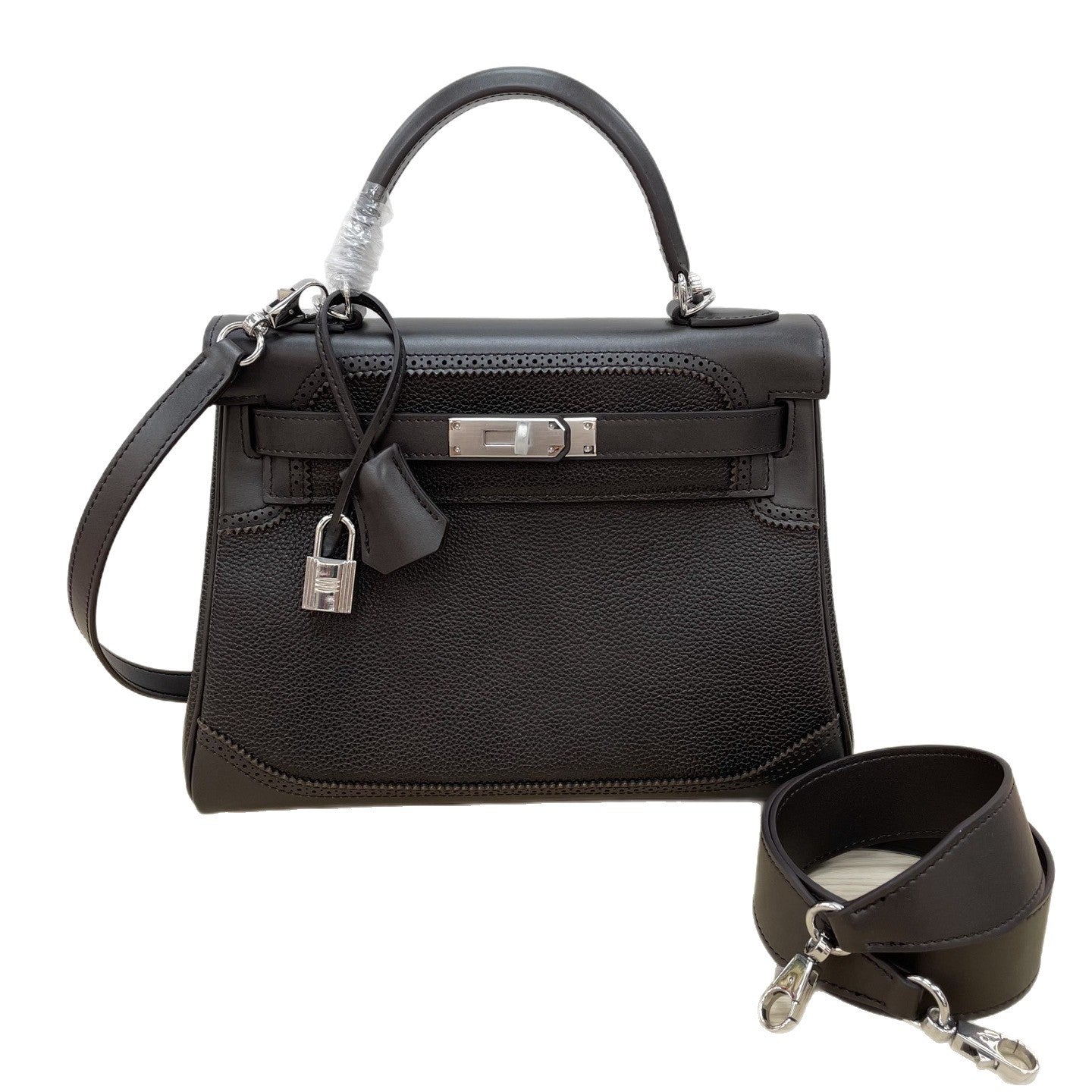 进口Swift皮lakis凯莉包双拉链28手提包高级感真皮手提女包单肩包