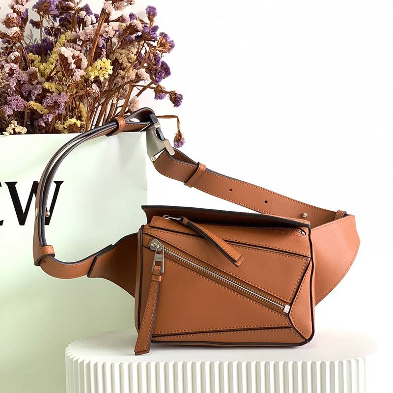 24新款经典Puzzle几何胸包真皮单肩斜挎男女包运动迷你牛皮腰包包