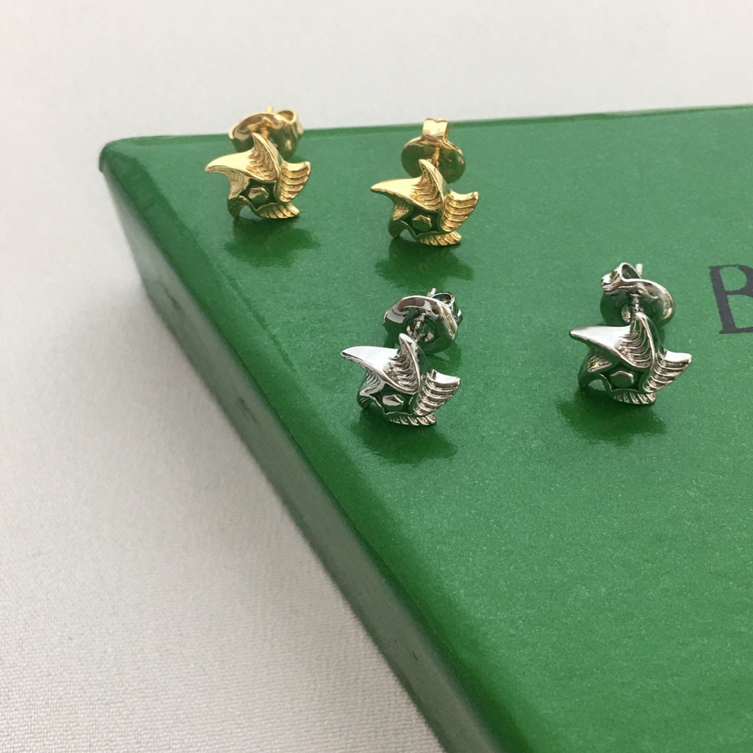 BV风22新款风车珐琅耳钉女高级感气质六芒星旋转小旋风耳环