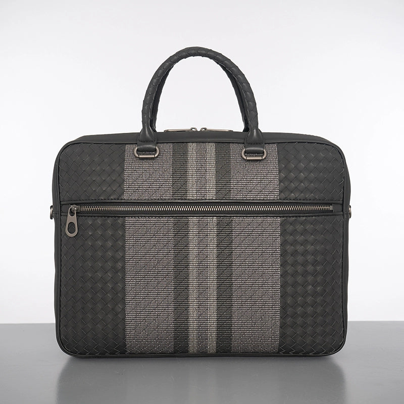 X&BV男包手提包真皮商务休闲编织公务包男士单肩包斜挎包公文包男