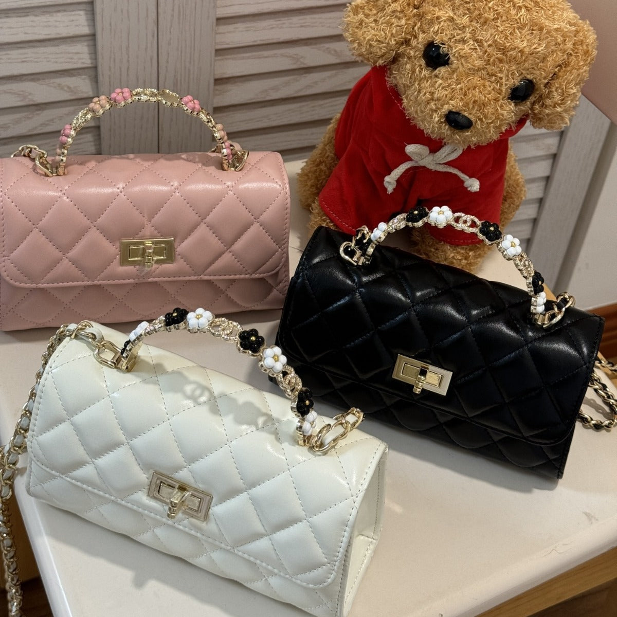 山茶花信封包女小香风高级感菱格链条包2024新款手提包单肩斜挎包