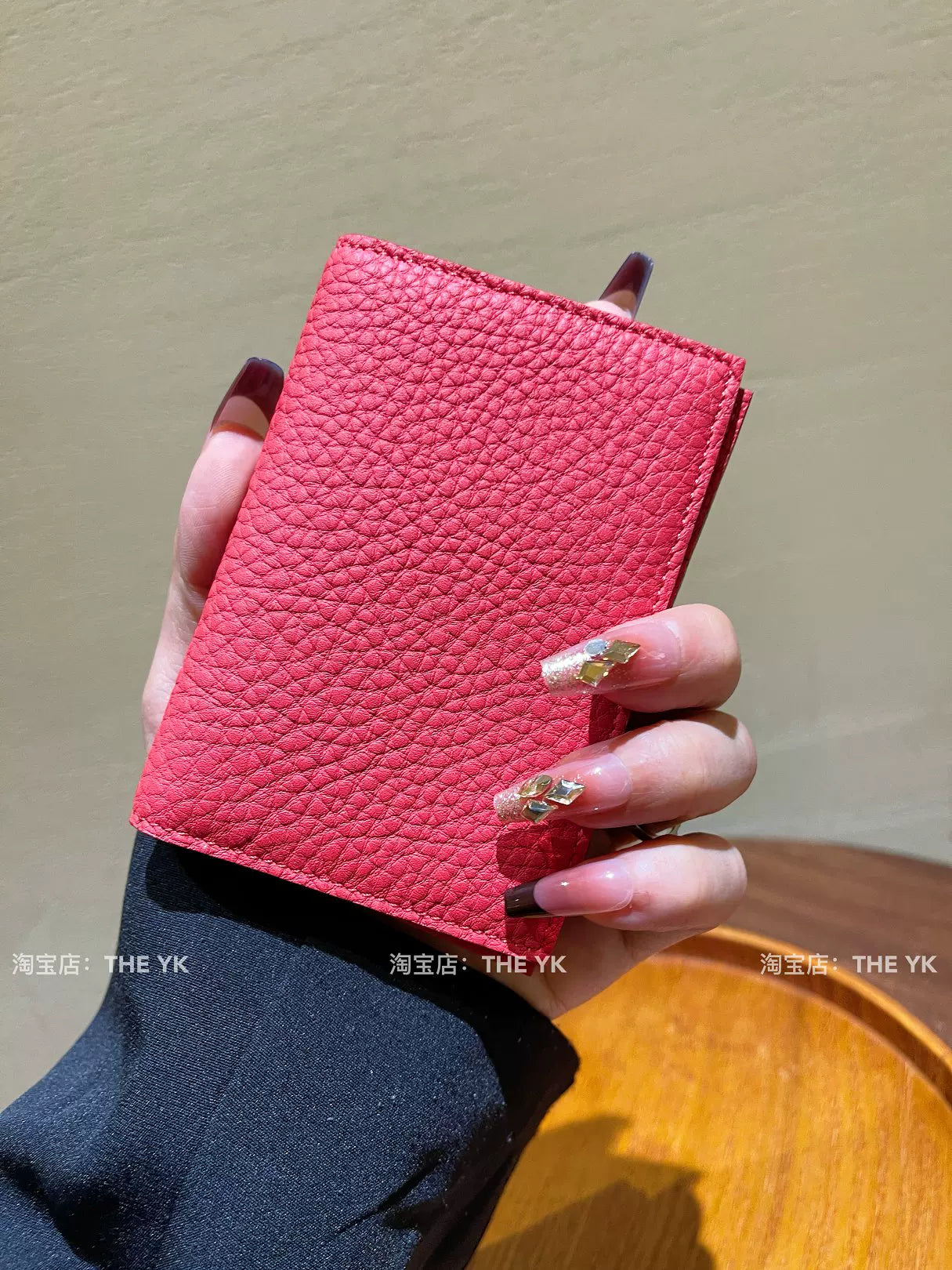 H家真皮卡包女小巧迷你精致卡夹荔枝纹简约超薄卡套两折驾驶证套