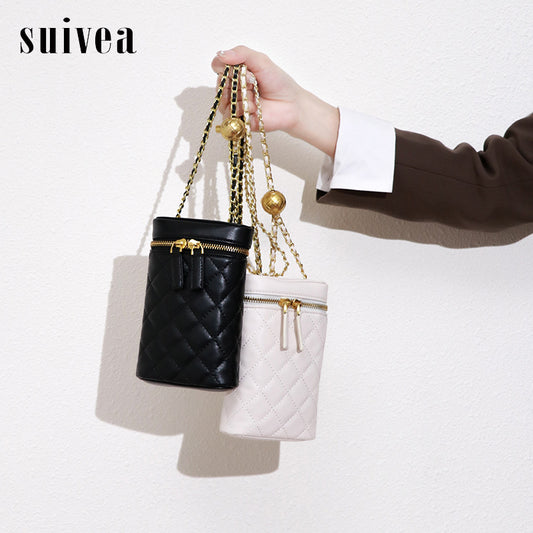 小香风包包女包韩版菱格小金球链条单肩斜挎包时尚百搭长款手机包