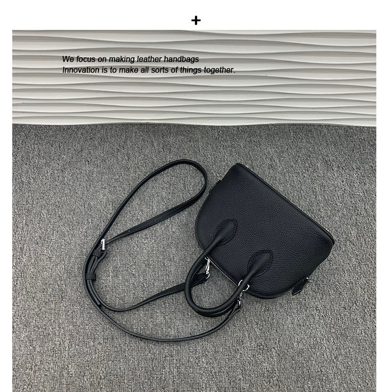 真皮贝壳包女包迷你小包高级感百搭时尚牛羊皮手提斜挎包保龄球包