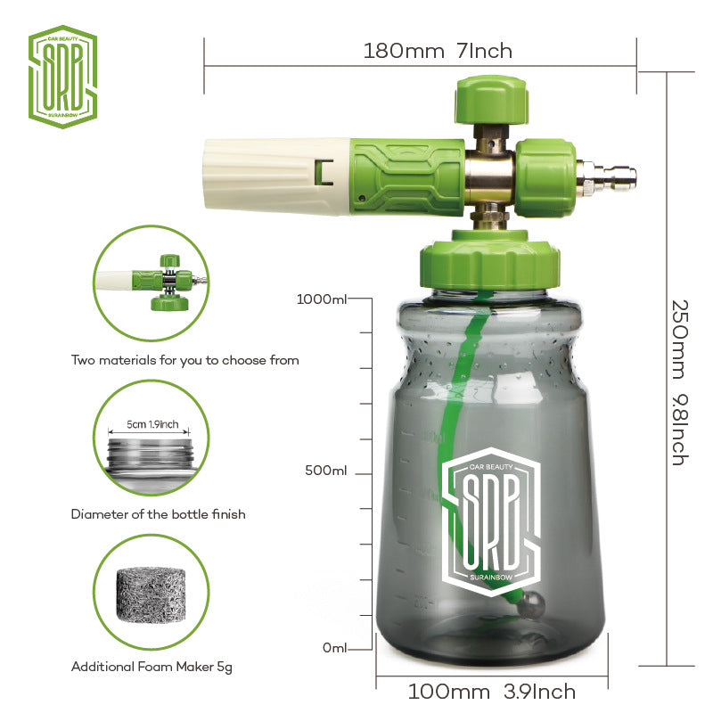 跨境专供高压洗车泡沫喷枪喷头透明壶发泡器pa泡沫喷壶洗车神器