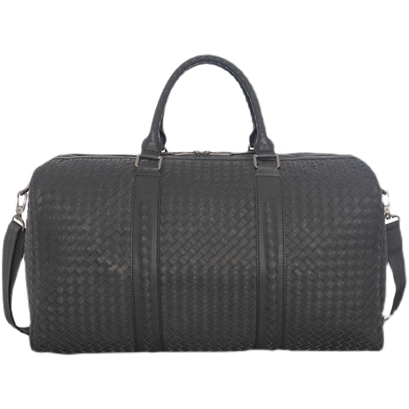 X&BV男士旅行包真皮商务休闲编织男包手提旅行袋大容量行李包短途