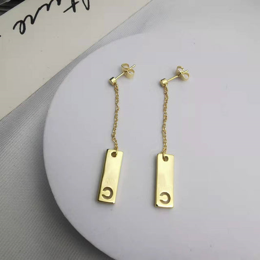 CELI家22新款长款方牌C字母耳钉女高级感气质耳线流苏长牌耳环