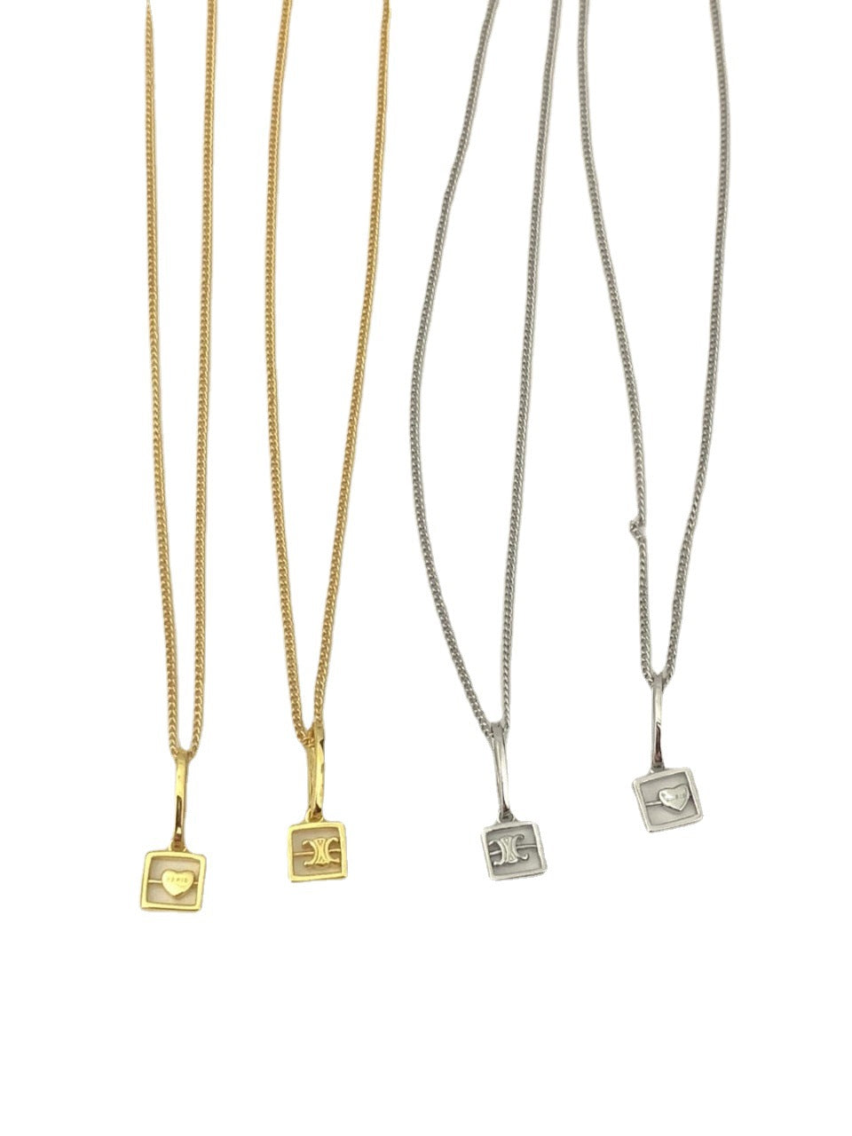 赛林家22新款方框凯旋门灵动项链女高级感气质光面爱心锁骨链