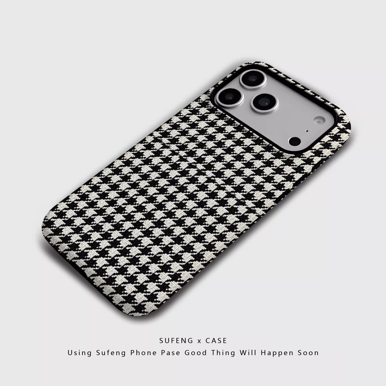 跨境千鸟格适用苹果17Promax手机壳女iPhone16磁吸15菲林壳14三星