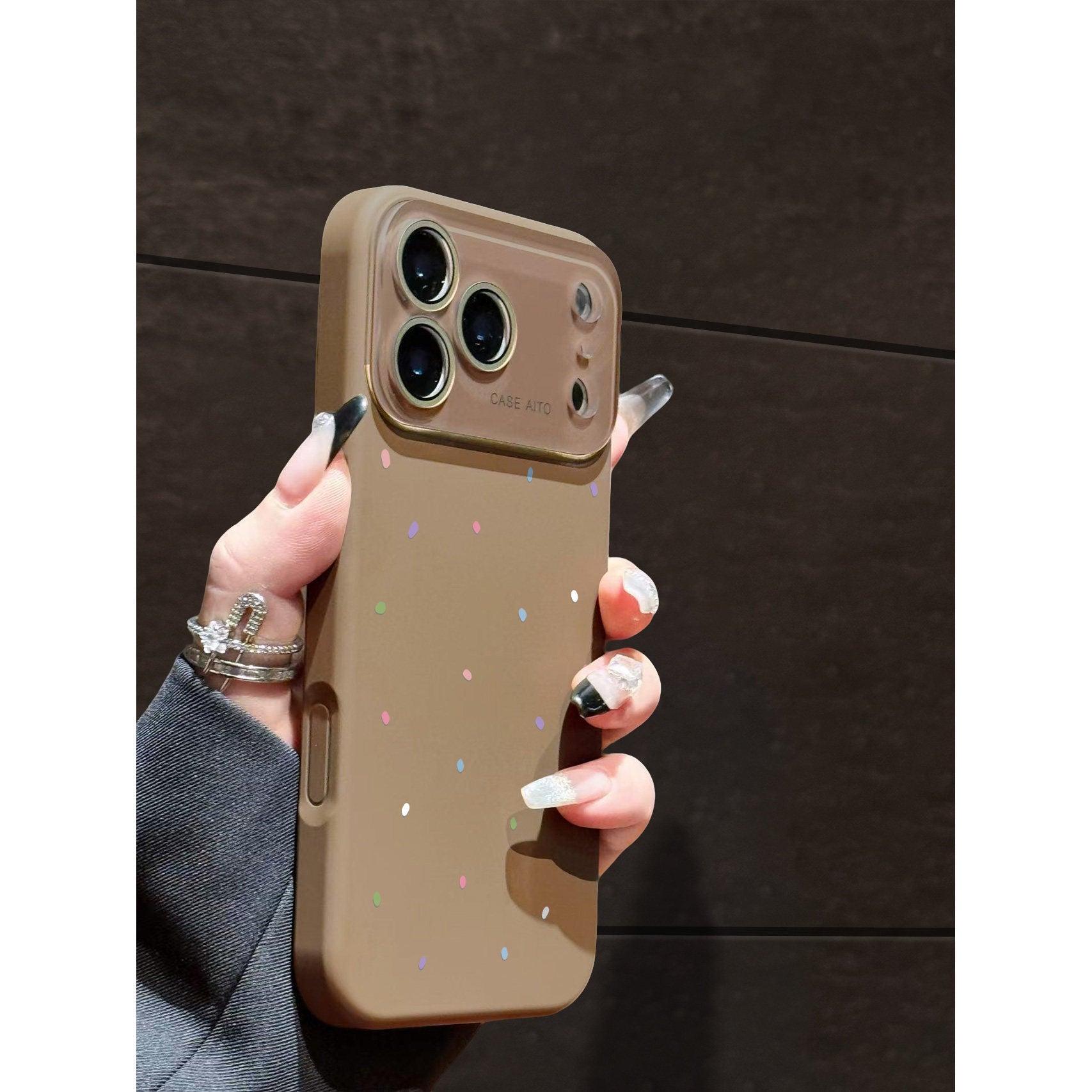 跨境彩色波点液态大视窗适用苹果17Promax手机壳简约iPhone16软套