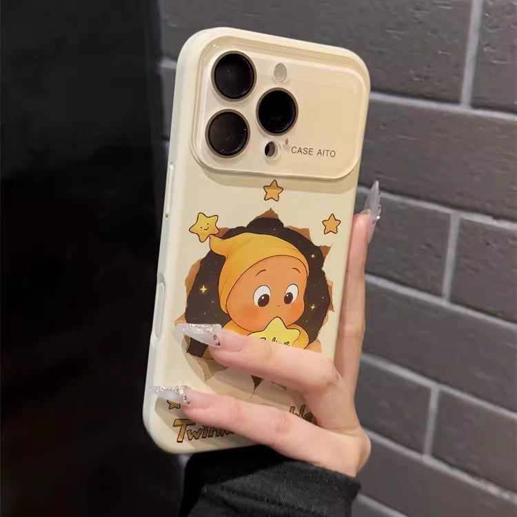 睡帽星星人跨境液态大视窗适用苹果17Promax手机壳iPhone16软硅胶