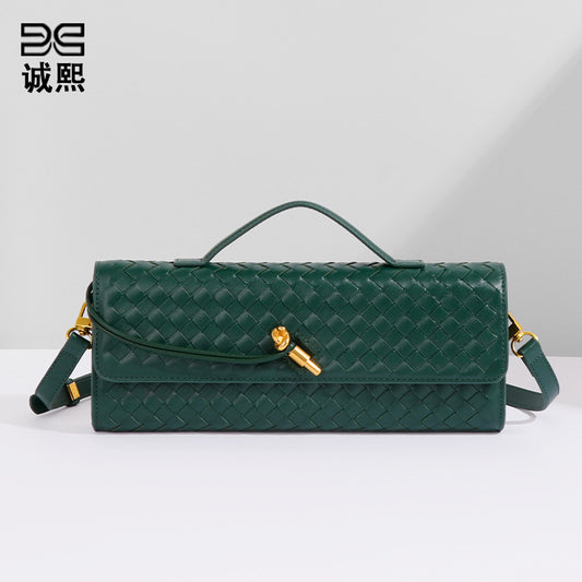 小众高级感编织单肩法棍包时尚精致横款手拿晚宴包百搭女士斜跨包