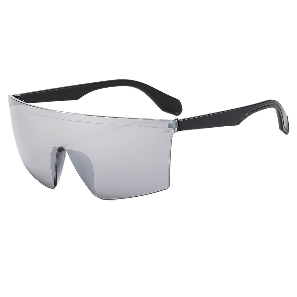新款运动骑行户外太阳镜炫彩一体片墨镜欧美男女大框pc太阳眼镜