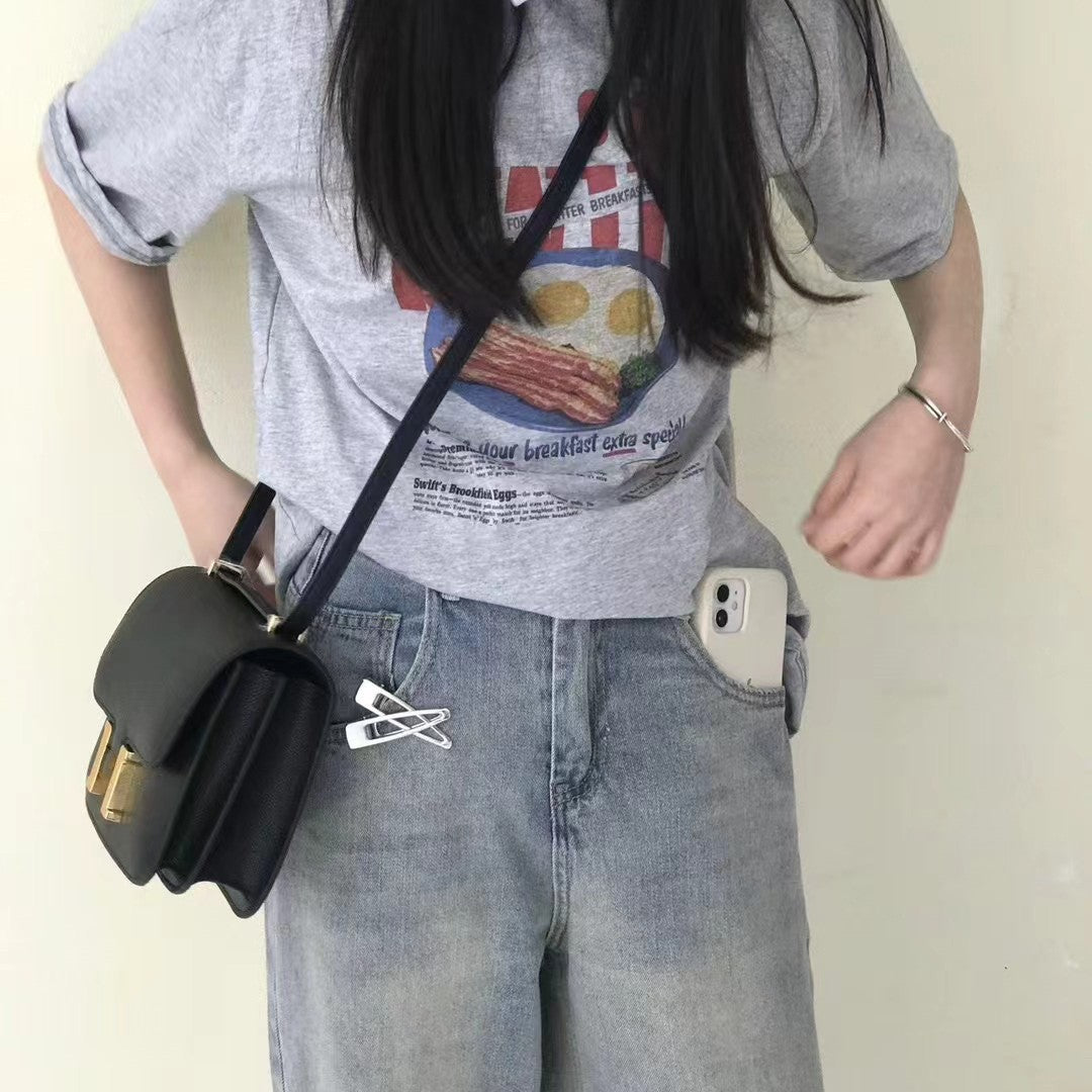 H扣康康包头层牛皮高级感空姐包经典百搭斜跨小方包时尚真皮女包