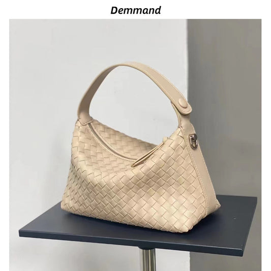 小众设计真皮手提编织托特包百搭斜挎菜篮子女包枕头包2022新
