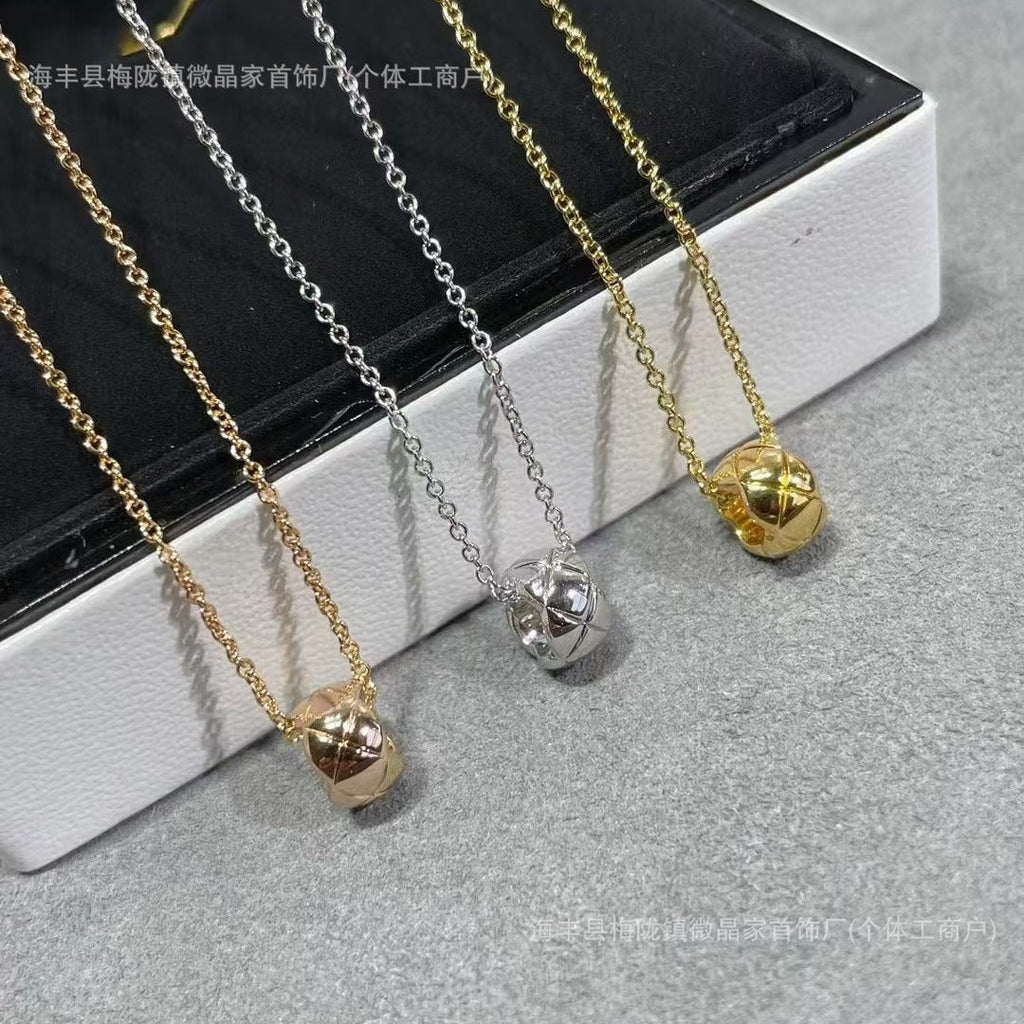 高版本coco菱格小金豆项链CNC精工版本S925银镀18K玫瑰金厂家直销