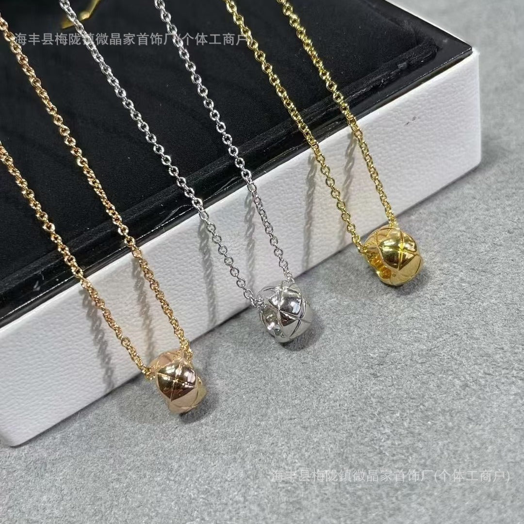 高版本coco菱格小金豆项链CNC精工版本S925银镀18K玫瑰金厂家直销