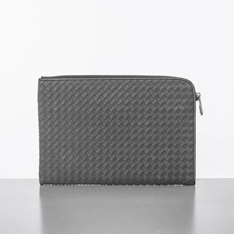 X&BV潮牌新款编织手包男真皮休闲男士手拿包信封包大容量A4文件包