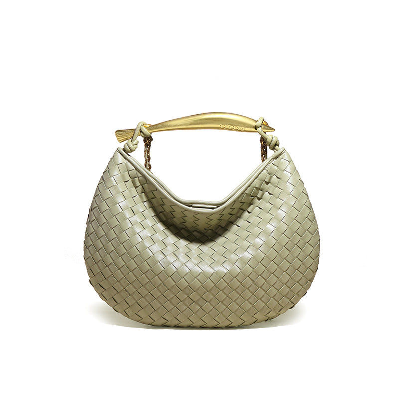 广州工厂直销包包沙丁鱼手工编织复古时尚质感单肩斜挎月牙饺子包