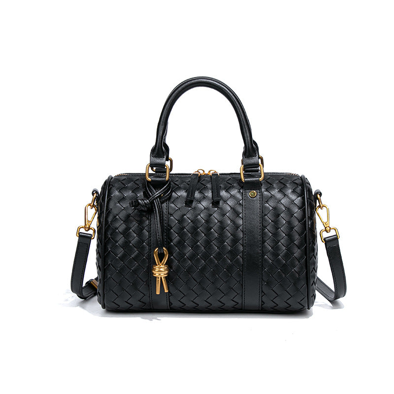 个性高级感复古手提包实用百搭单肩斜挎手工编织女包波士顿枕头包