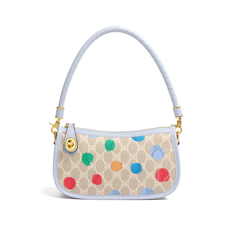 加工定制包包批发时尚撞色老花印花PVC腋下小方包单肩斜挎麻将包