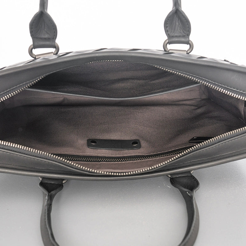 X&BV真皮男包商务包男士手提包大容量编织单肩包斜挎包男士公文包