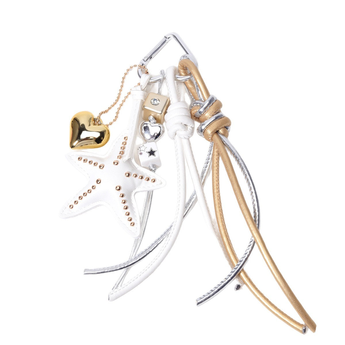 阿乌美饰品工厂跨境热销带钉皮五角星皮绳爱心链条包包挂件挂饰