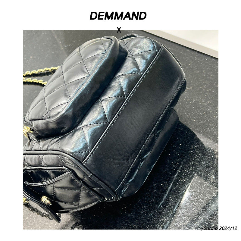 24k小香风菱格链条多口袋相机包羊皮单肩斜挎女包保龄球包炸药包