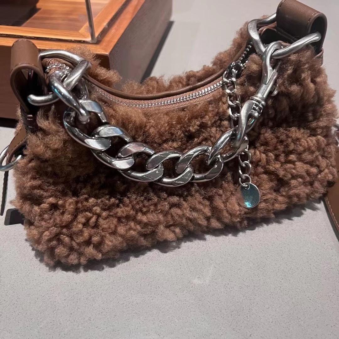 包包女士2023新款秋冬羊羔毛腋下链条包高级感时尚百搭单肩斜挎包