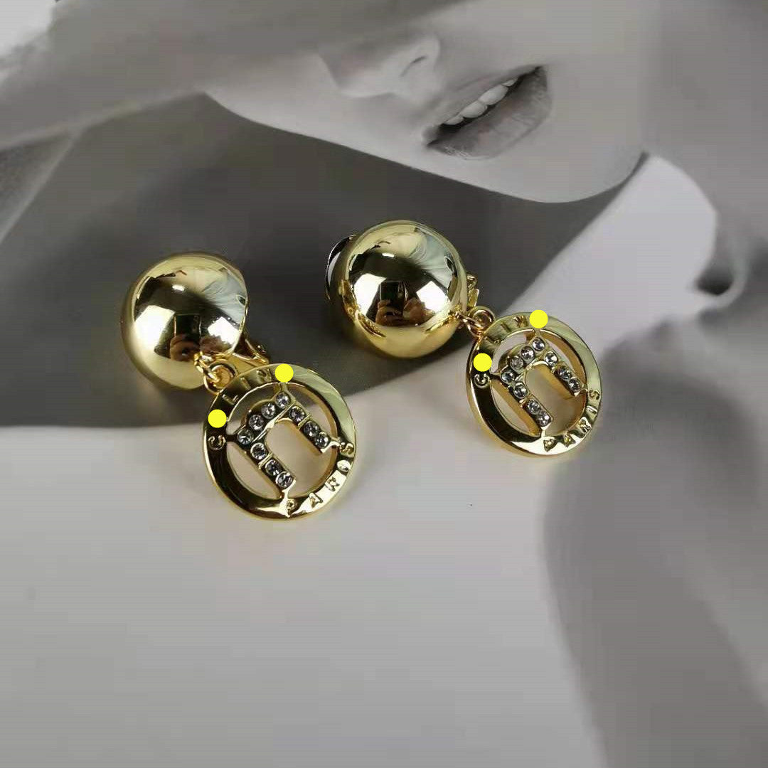 赛家新款耳夹半球凯旋门中古celi风镶钻复古高级耳饰无耳洞耳环