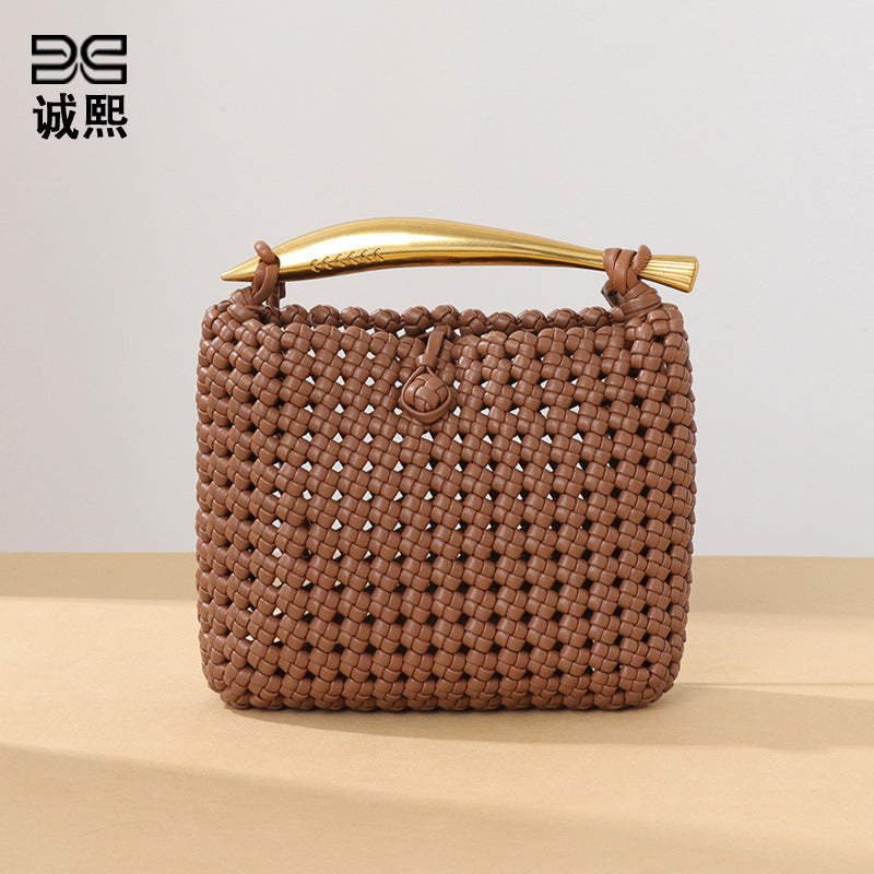 小众风车结沙丁鱼手拎女包时尚百搭手工编织包个性潮流单肩斜挎包