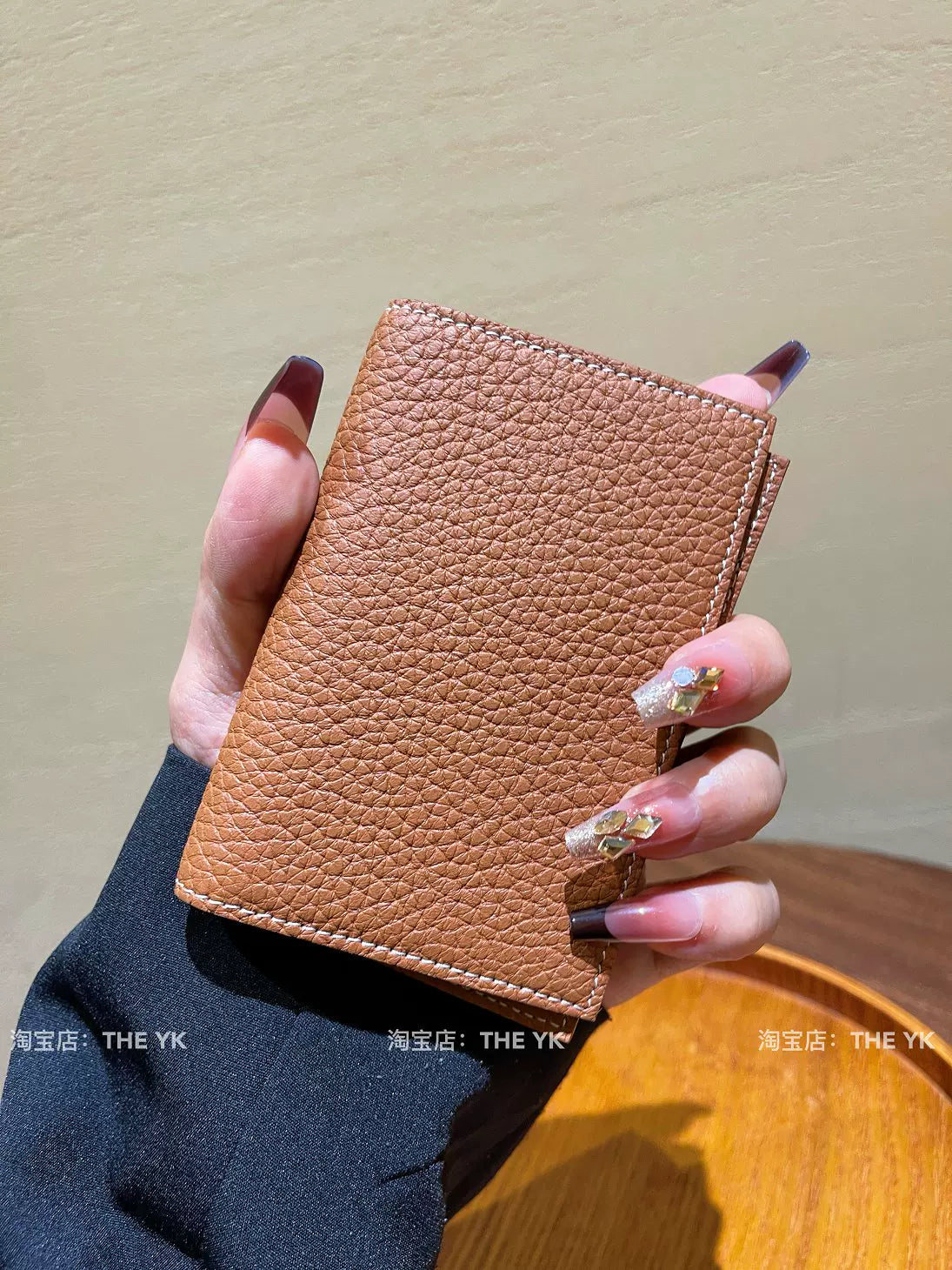 H家真皮卡包女小巧迷你精致卡夹荔枝纹简约超薄卡套两折驾驶证套
