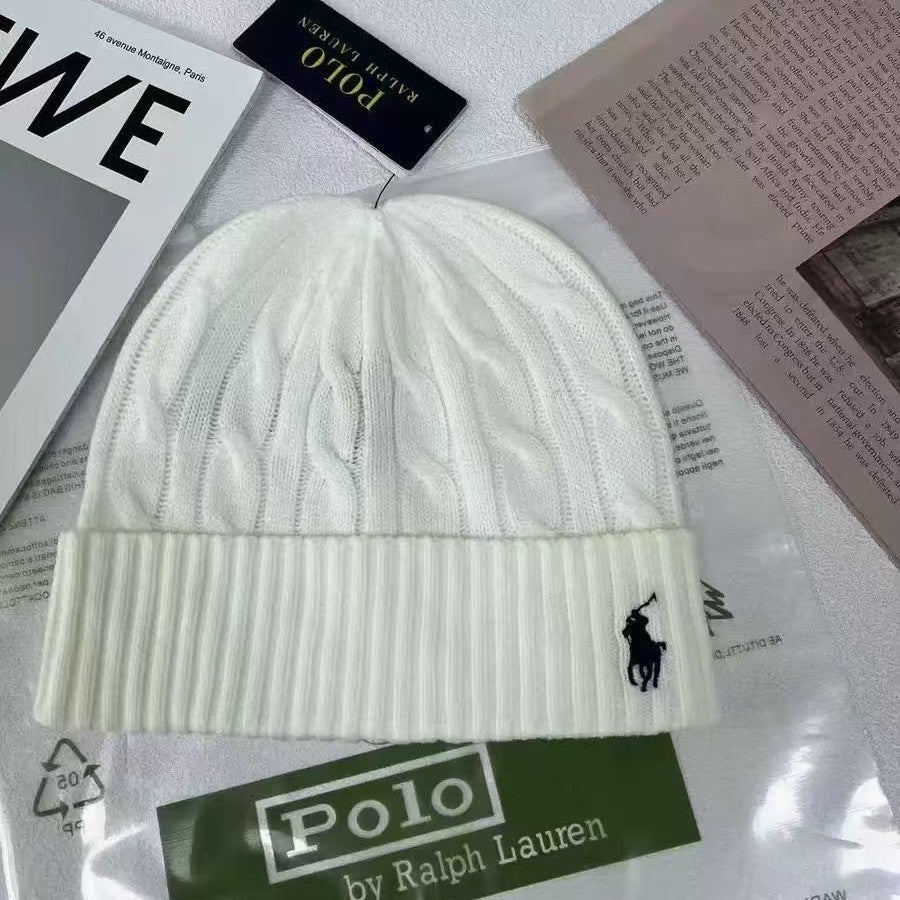 Polo小马标秋冬男女刺绣羊毛针织帽保暖毛线帽冷帽加厚成人帽现货