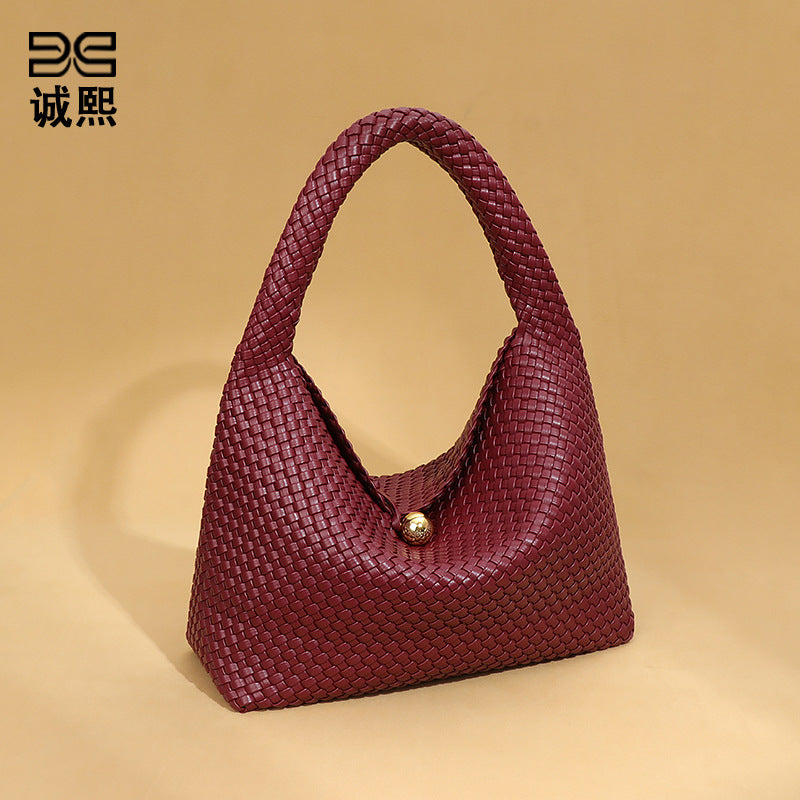 时尚新品小金球手工编织女包质感潮流小众单肩腋下包大容量手拎包