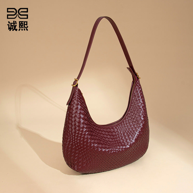 韩版大容量定制手工编织包包女时尚单肩腋下包休闲百搭手提托特包