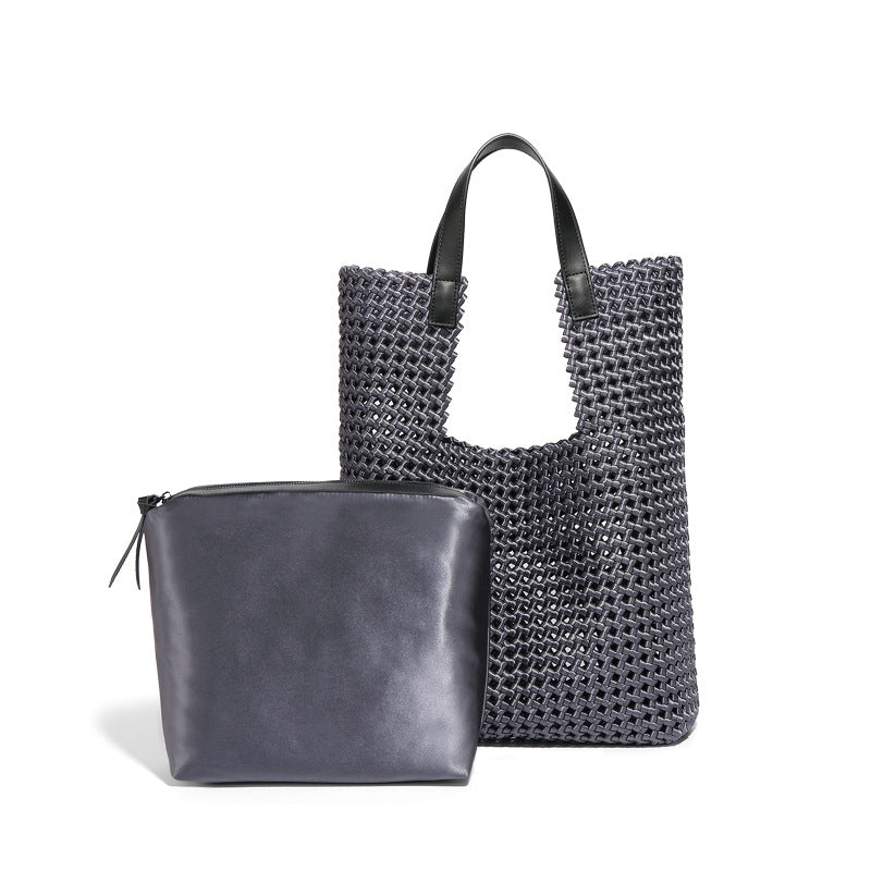 时尚韩版大容量托特包手工编织包风车结子母手提包休闲单肩腋下包