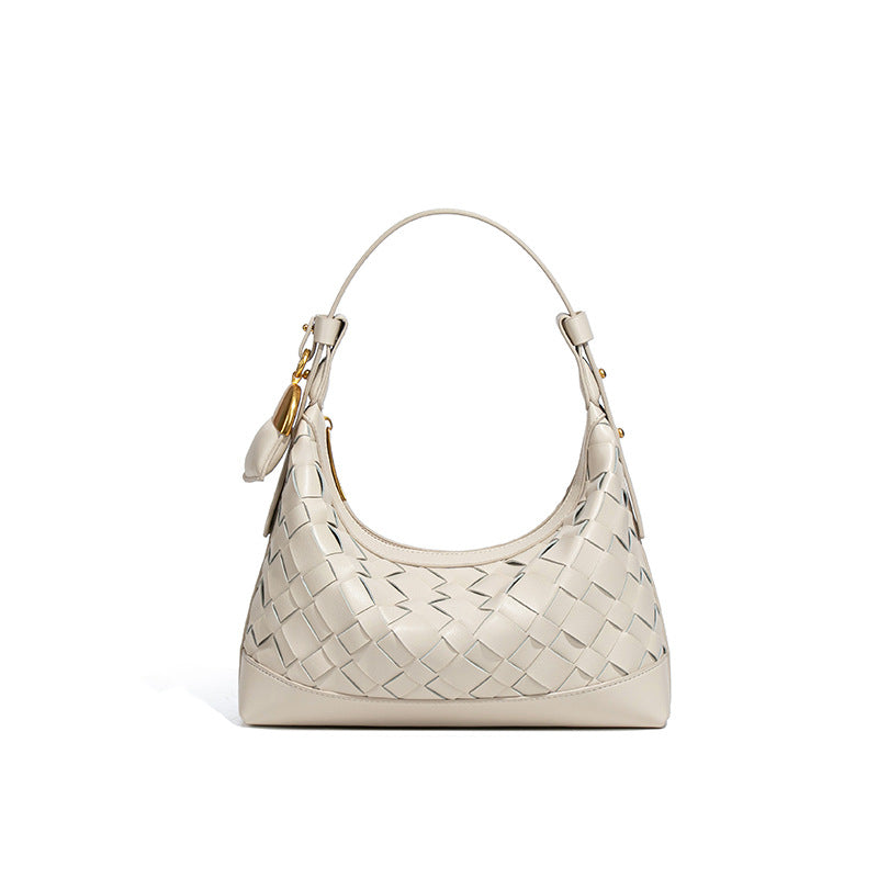 2025新款泡芙手工编织包包女大容量休闲手提饭盒包软皮单肩斜跨包