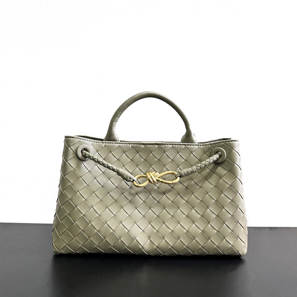 2023真皮编织包手提包女包单肩包牛皮手拎包小众品牌大包金色背包