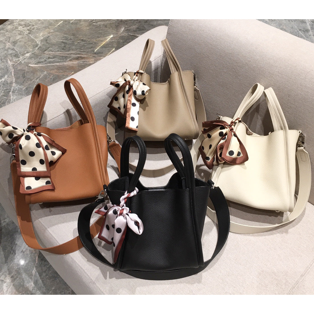 高级感头层牛皮togo水桶包菜篮子包包斜挎单肩手提包女 无痕代发