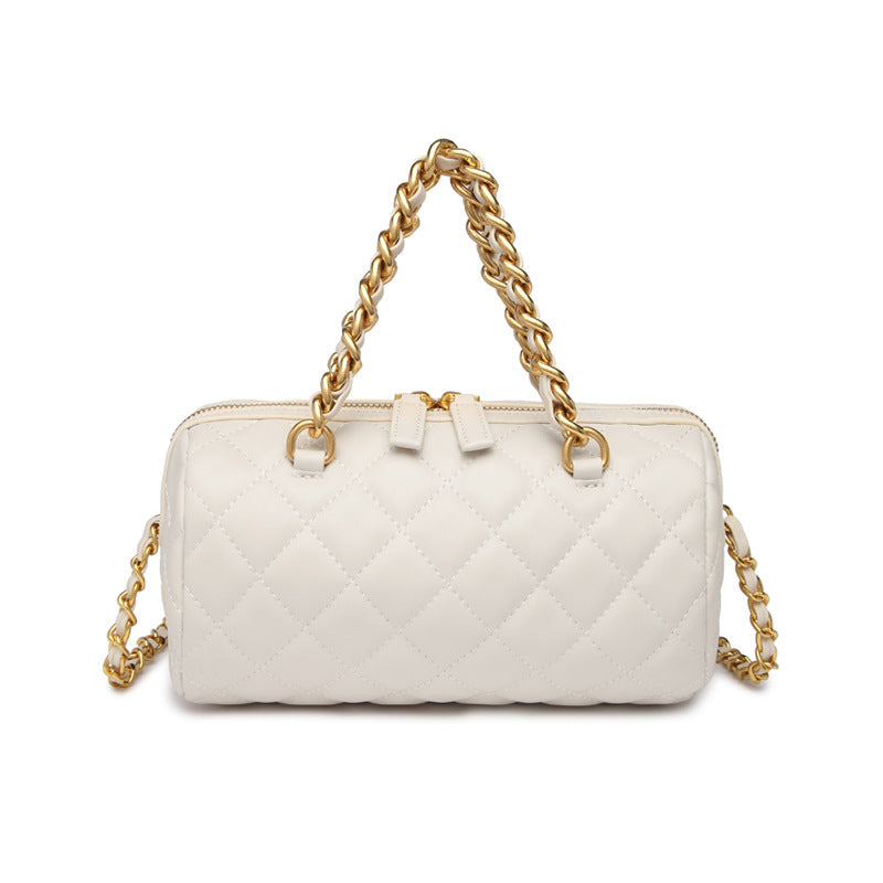 今年流行小众菱格链条枕头包夏季新款手提斜挎包网红爆款圆筒包女