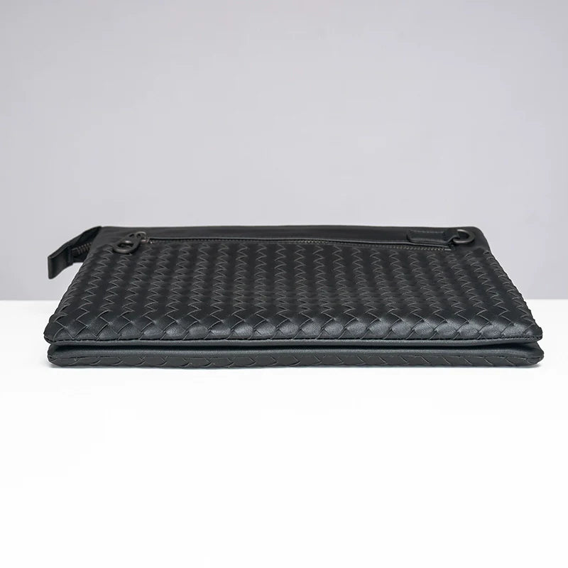 X&BV男士包包手拿包真皮休闲编织新款手包男大容量信封包时尚潮流