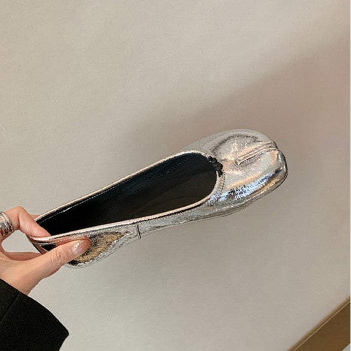 葡萄妈同款 升级版~m*6春秋浅口真皮平底分趾鞋芭蕾单鞋女猪蹄鞋