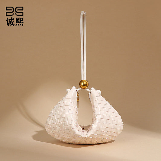 新款时尚休闲百搭腋下包小清新女士纯色单肩饺子包外贸批发小包包