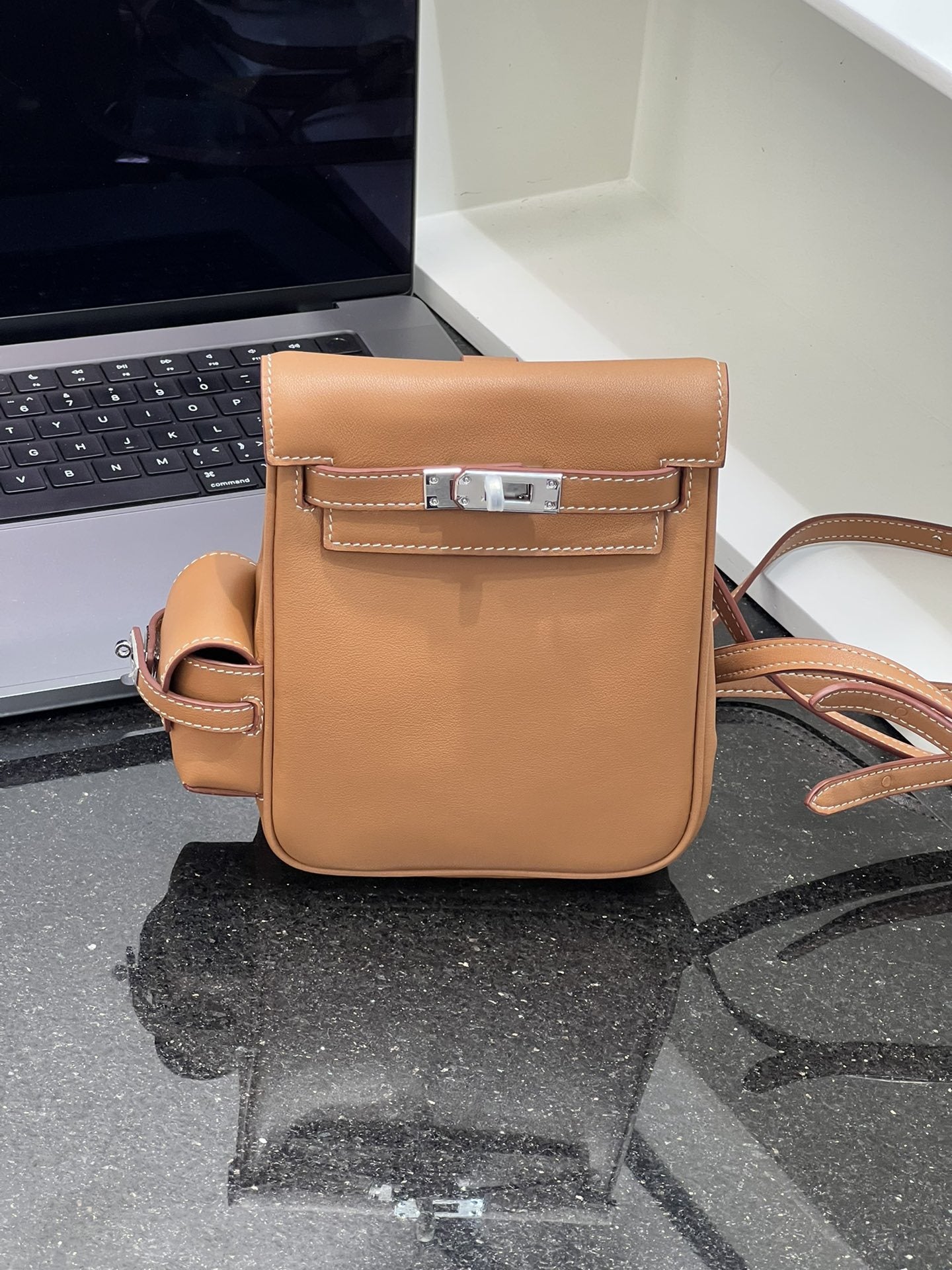 黑色凯莉双肩包包女式2024新款轻奢小众高级感旅游通勤背包秋冬季