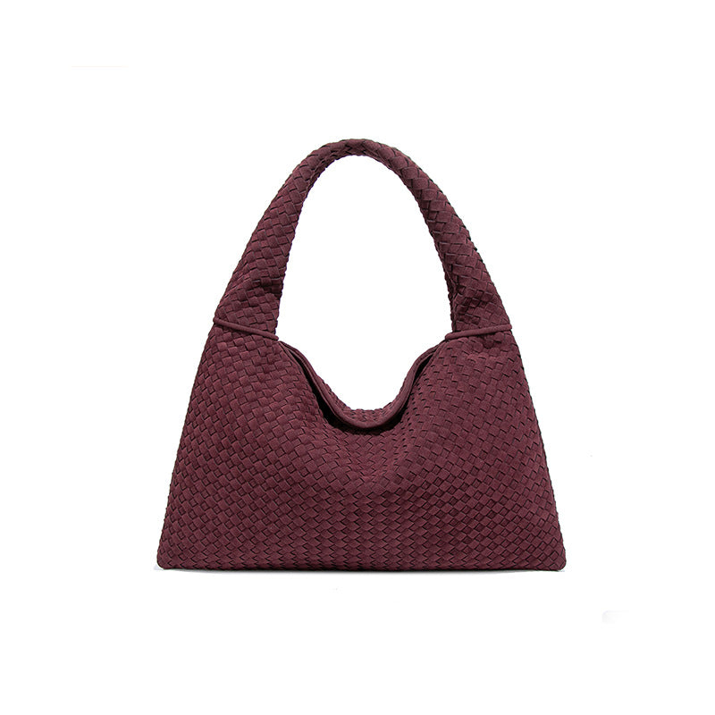 2025新款磨砂编织女包质感纯色百搭单肩腋下包大容量通勤托特包包