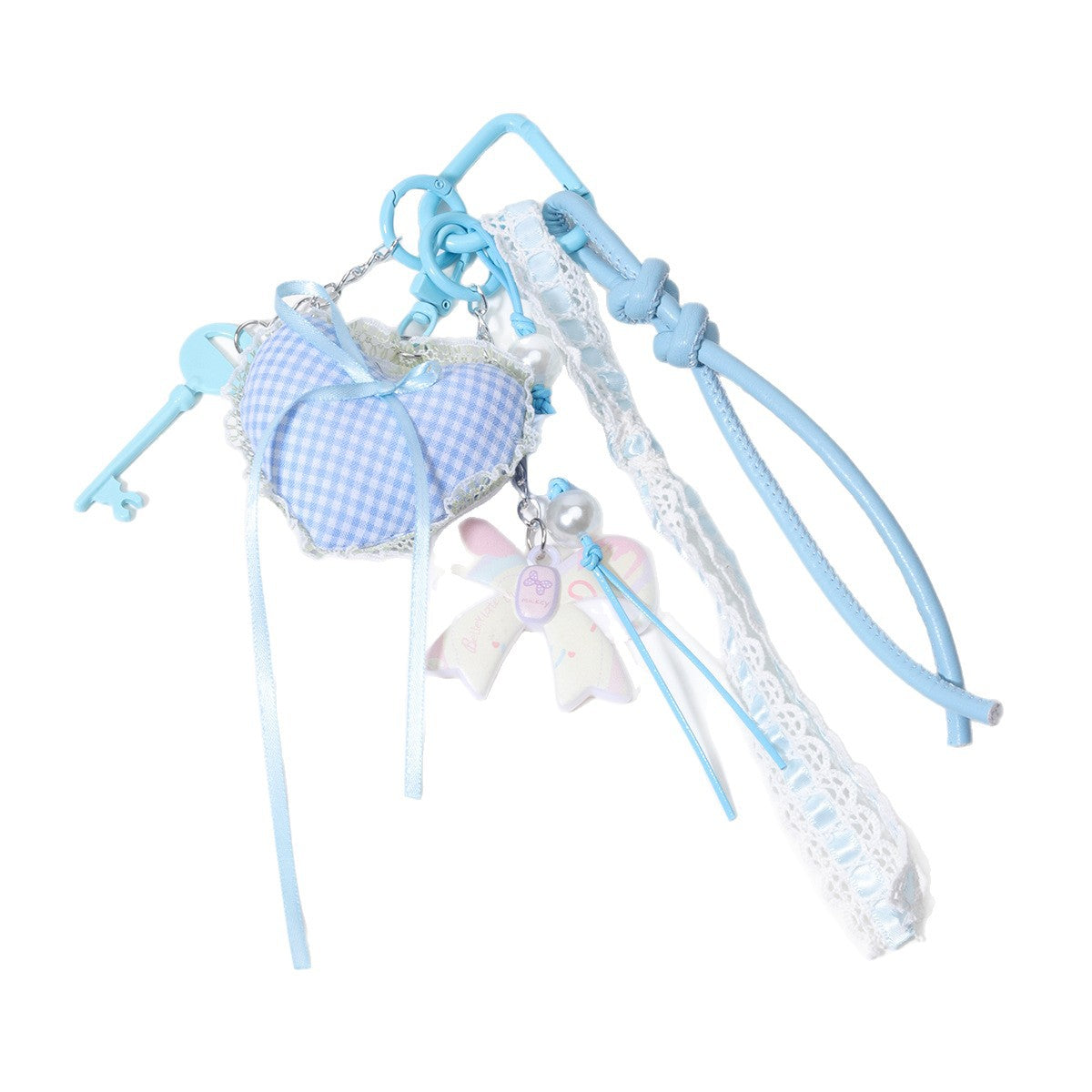 甜美花边爱心双面彩印亚克力蝴蝶结包挂钥匙链钥匙扣包包挂件现货