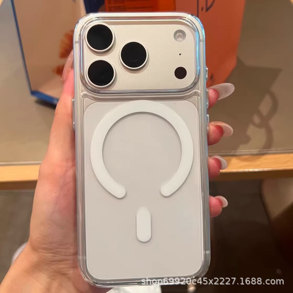 来图定 制外贸跨境适用苹果17promax手机壳磁吸透明iphone16防摔