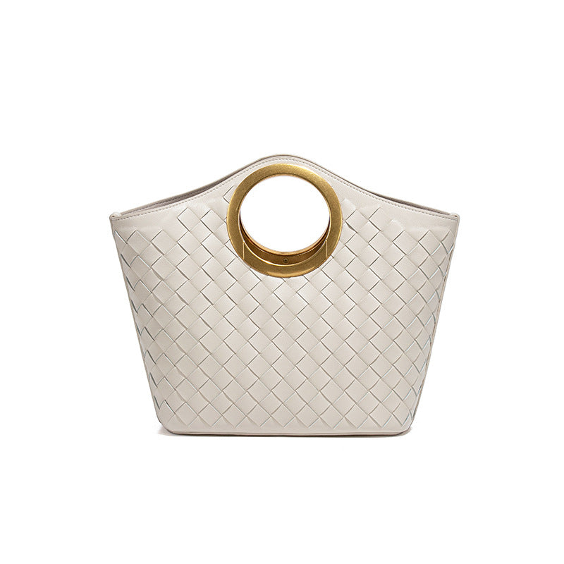质感手提菜篮编织女包大容量通勤单肩托特包简约潮流休质感斜跨包